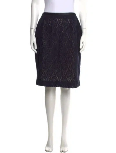 Pre-owned Emanuel Ungaro Lace Pattern Midi Length Skirt In Blue