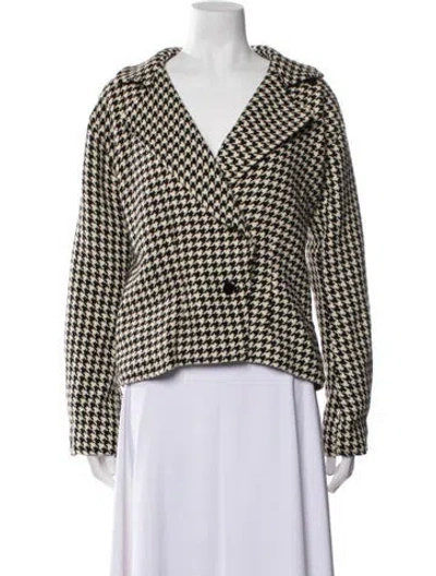 Pre-owned Emanuel Ungaro Lambswool Houndstooth Print Blazer In Multi