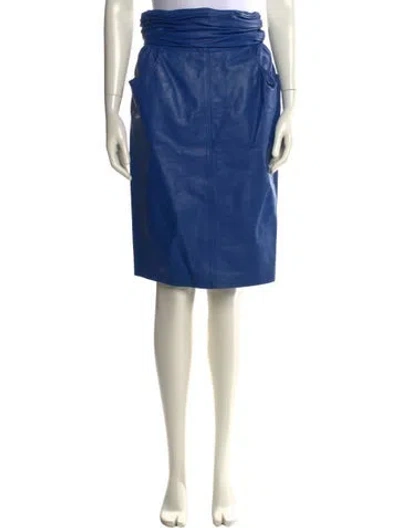 Pre-owned Emanuel Ungaro Leather Knee-length Skirt In Blue