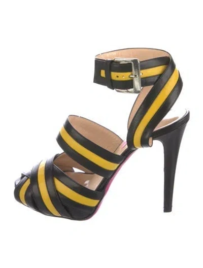Pre-owned Emanuel Ungaro Leather Striped Sandals In Yellow