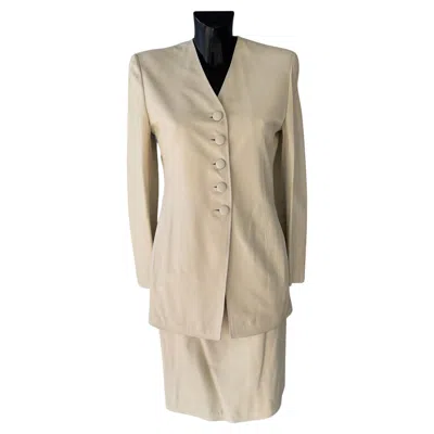 Pre-owned Emanuel Ungaro Leather Suit With Tag In Sand