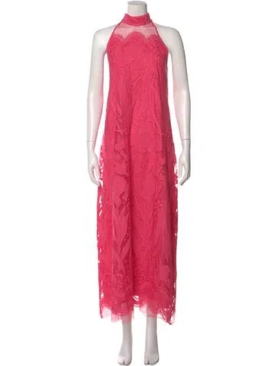 Pre-owned Emanuel Ungaro Mock Neck Long Dress In Pink
