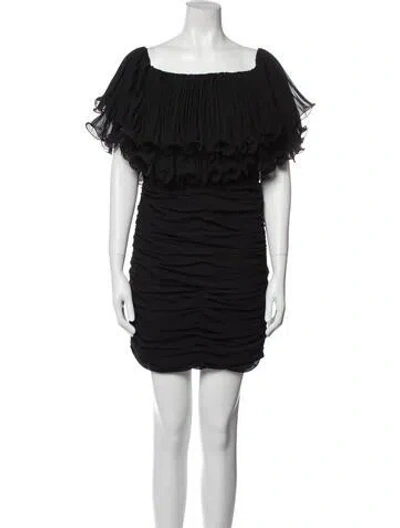 Pre-owned Emanuel Ungaro Off-the-shoulder Mini Dress W/ Tags In Black