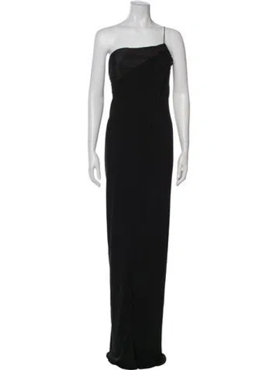 Pre-owned Emanuel Ungaro One-shoulder Long Dress In Black