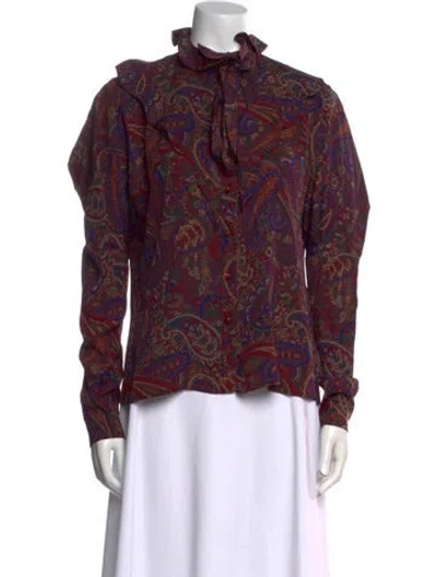 Pre-owned Emanuel Ungaro Paisley Print Mock Neck Blouse In Multi
