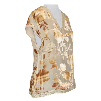Pre-owned Emanuel Ungaro Paris Parallele Voided Velvet Blouse In Sand