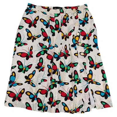 Pre-owned Emanuel Ungaro Paris Vintage 1970s Butterfly Skirt In Sand