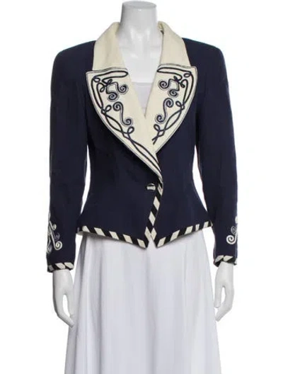 Pre-owned Emanuel Ungaro Patterned Blazer In Blue