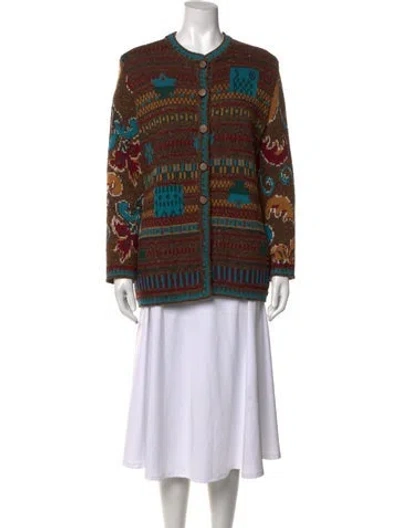 Pre-owned Emanuel Ungaro Patterned Crew Neck Sweater In Brown