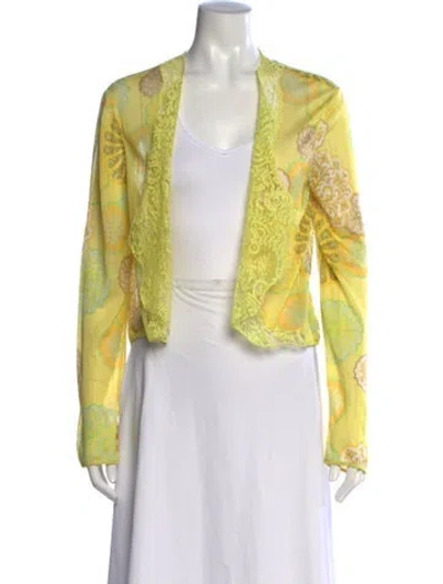 Pre-owned Emanuel Ungaro Patterned Open Front Sweater In Yellow