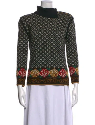 Pre-owned Emanuel Ungaro Patterned Turtleneck Sweater In Black