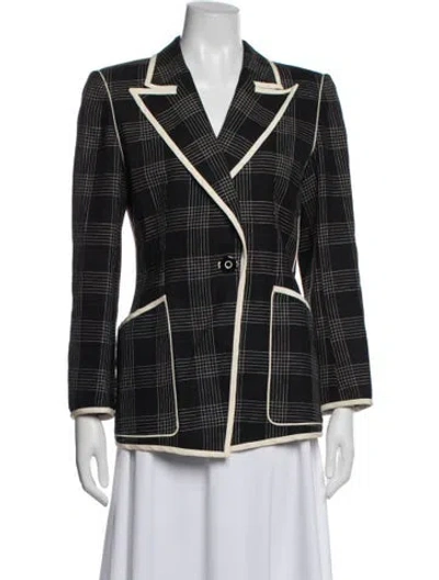 Pre-owned Emanuel Ungaro Plaid Print Blazer In Black