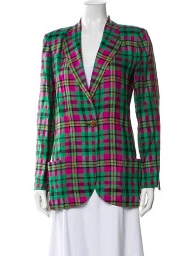 Pre-owned Emanuel Ungaro Plaid Print Blazer In White