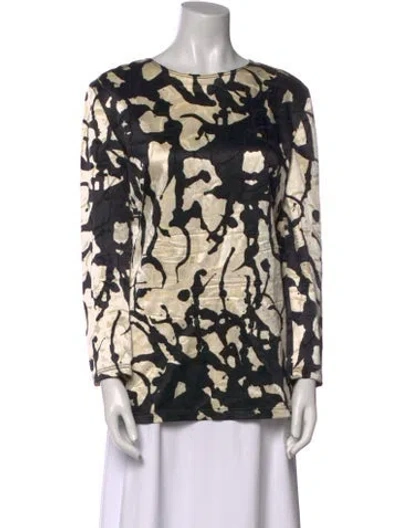Pre-owned Emanuel Ungaro Printed Bateau Neckline Blouse