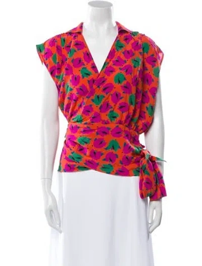 Pre-owned Emanuel Ungaro Printed V-neck Blouse In Multi