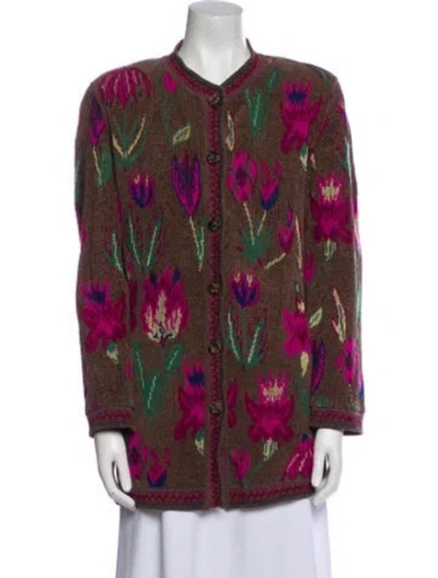 Pre-owned Emanuel Ungaro Printed V-neck Sweater In Multi