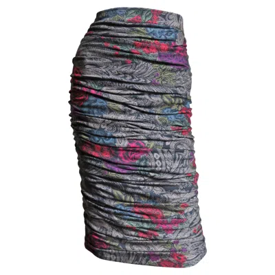 Pre-owned Emanuel Ungaro Ruched Skirt 1990s In Gray