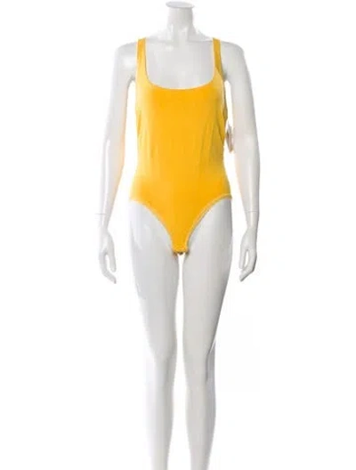 Pre-owned Emanuel Ungaro Scoop Neck Sleeveless Bodysuit In Yellow