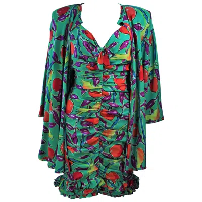 Pre-owned Emanuel Ungaro Silk Cocktail Dress With Coat Size 8 In Black