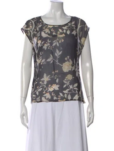 Pre-owned Emanuel Ungaro Silk Floral Print Blouse In Black