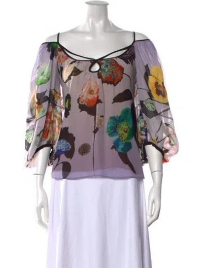 Pre-owned Emanuel Ungaro Silk Floral Print Blouse In Multi