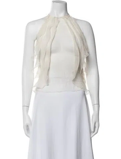Pre-owned Emanuel Ungaro Silk Halterneck Top In Neutrals