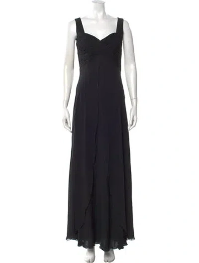 Pre-owned Emanuel Ungaro Silk Long Dress In Black