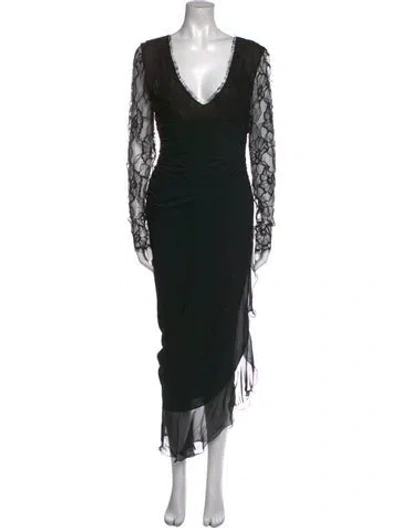 Pre-owned Emanuel Ungaro Silk Long Dress In Black