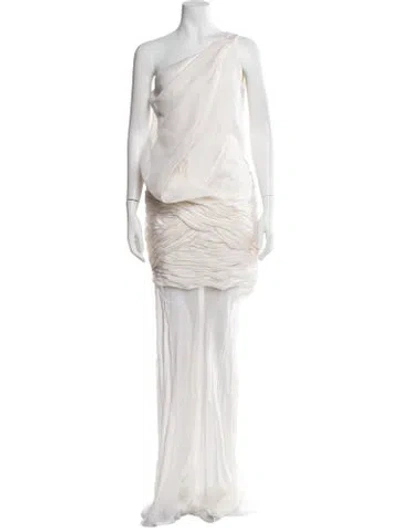 Pre-owned Emanuel Ungaro Silk Long Dress W/ Tags In Neutral