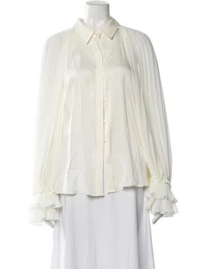 Pre-owned Emanuel Ungaro Silk Long Sleeve Blouse In White