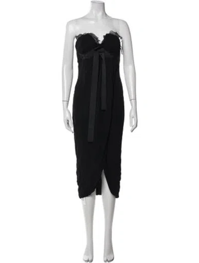 Pre-owned Emanuel Ungaro Silk Midi Length Dress In Black