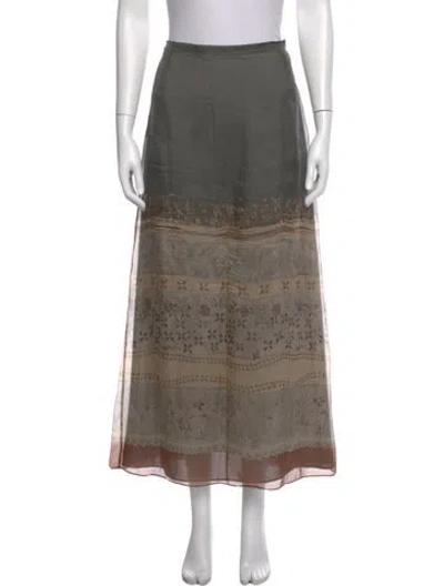 Pre-owned Emanuel Ungaro Silk Midi Length Skirt In Green