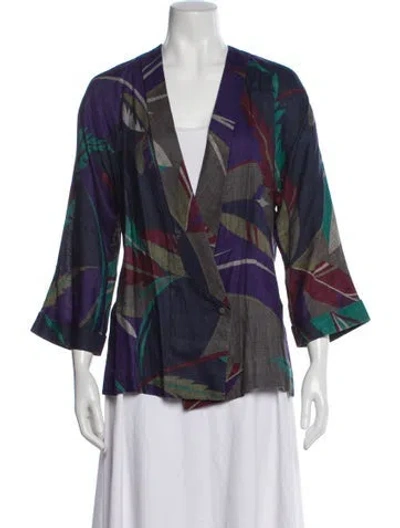 Pre-owned Emanuel Ungaro Silk Printed Blazer In Blue