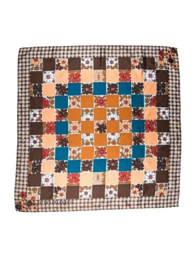Pre-owned Emanuel Ungaro Silk Printed Scarf In Neutral