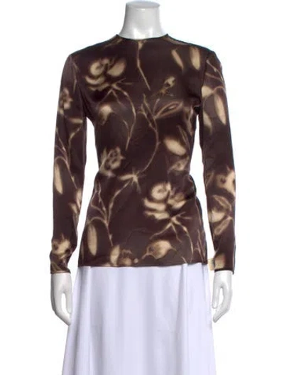 Pre-owned Emanuel Ungaro Silk Printed Top In Brown