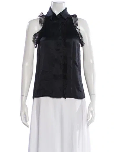 Pre-owned Emanuel Ungaro Silk Sleeveless Blouse In Black