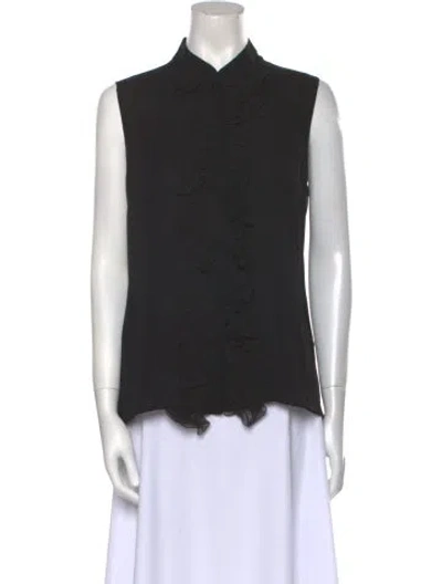 Pre-owned Emanuel Ungaro Silk Sleeveless Button-up Top In Black