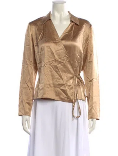 Pre-owned Emanuel Ungaro Silk V-neck Blouse In Neutral