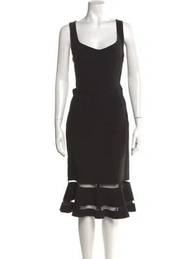 Pre-owned Emanuel Ungaro Square Neckline Midi Length Dress In Black