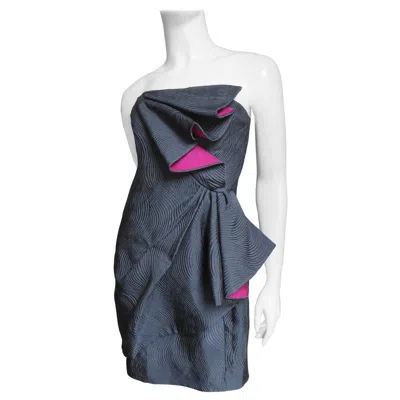 Pre-owned Emanuel Ungaro Strapless Color Block Dress In Black