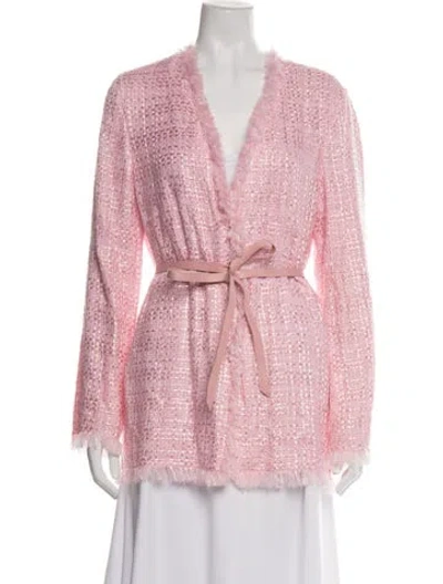 Pre-owned Emanuel Ungaro Tweed Pattern Jacket In Pink