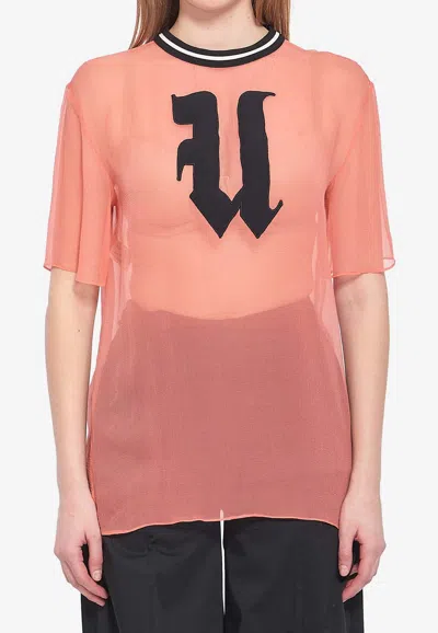 EMANUEL UNGARO U LOGO PATCH SHEER BLOUSE