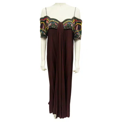 Pre-owned Emanuel Ungaro Ungaro Archival Embroidery And Silk Evening Gown In Black