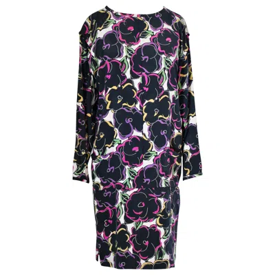 Pre-owned Emanuel Ungaro Ungaro Floral Day Dress In Black