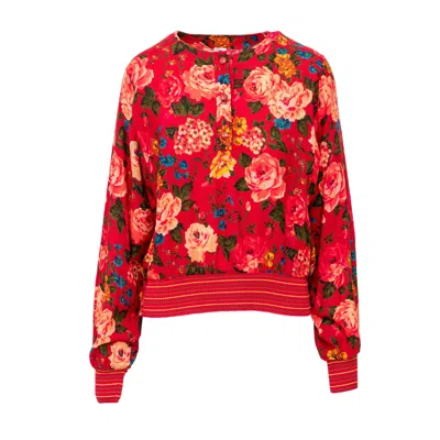 Pre-owned Emanuel Ungaro Ungaro Floral Printed Wool Top - '90s In Red