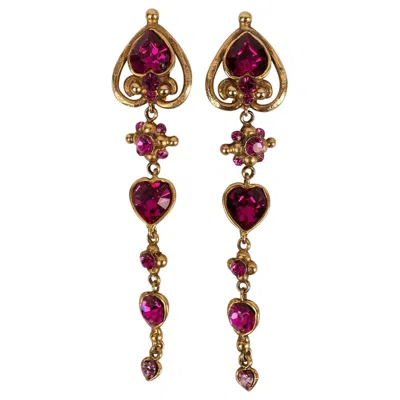 Pre-owned Emanuel Ungaro Ungaro Golden Metal And Rhinestone Clip Earrings In Multi