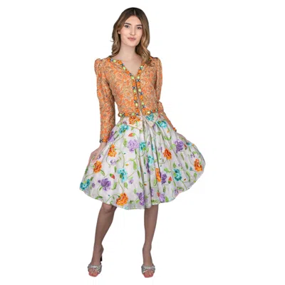Pre-owned Emanuel Ungaro Ungaro Haute Embroidered With Flowers, Beads And Rhinestones Couture Set In Brown