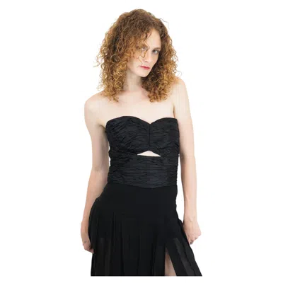 Pre-owned Emanuel Ungaro Ungaro Satin Bustier With Keyhole In Black