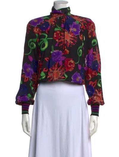 Pre-owned Emanuel Ungaro Vintage 1990's Blouse In Black/purple
