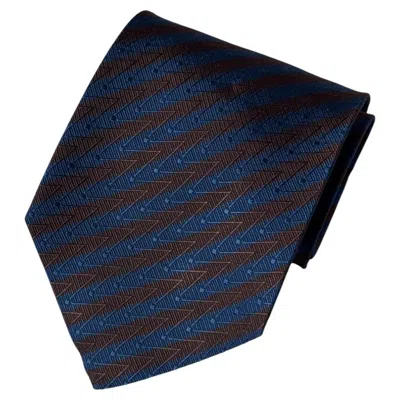 Pre-owned Emanuel Ungaro Vintage  Paris Silk Tie With Zig-zag Pattern, Original Box In Black
